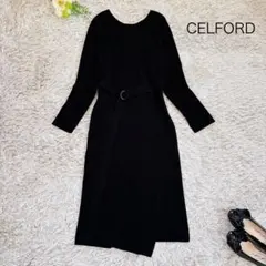極美品✨CELFORD セルフォード サイドスリットニットワンピース 黒 38