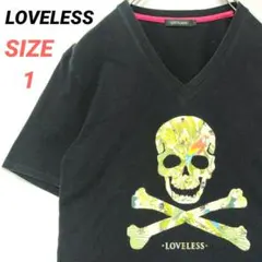 LOVELESS　ラブレス　Tシャツ　カットソー　Vネック　メンズ　スカル　黒のサムネイル