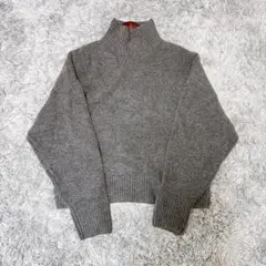【ZARA】 ハイネック ニット (M) グレー リブ 長袖 オーバーサイズ