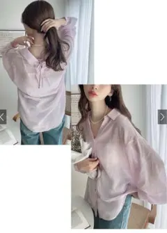 GRL ストライプ柄バックレースアップシアーシャツ