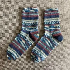 手編み靴下 ウール