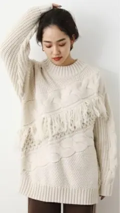 新品未使用下げ札付きロデオクラウンズ☆ボトルネックフリンジニット