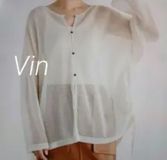 Vin ラメメッシュサイドシャーリングカーディガン オフホワイト サイズ38のサムネイル