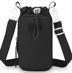 【ブラック】新品　水筒カバー　水筒ケース　ペットボトル　耐水　ポーチつき　スマホ