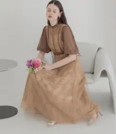 【LEJA】レース切り替え　ドレスワンピース　結婚式 パーティードレス