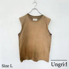 UngridノースリーブTシャツ カットソー ブラウン 茶　綿100 夏S MＬ