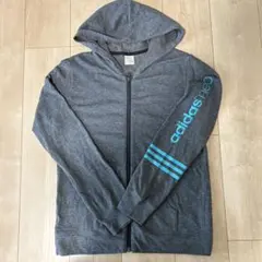 adidas neo グレー 長袖フード付きパーカー Lレディース
