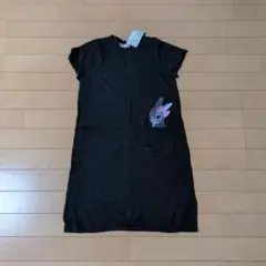 【新品タグ付き】H&М　ウサギアップリケニットワンピース　グレー　140