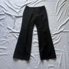 ブラック 黒 スラックス フレアパンツ S Y2k ギャル きれいめ シンプル