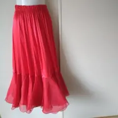 赤いフレアスカート 社交ダンス用