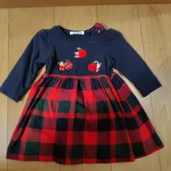 familiar ワンピース 80 ネイビー/赤/緑チェック