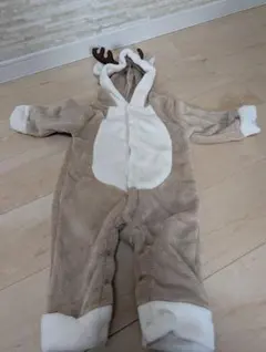 Aenak トナカイ前開きボアカバーオール【ベージュ】 80