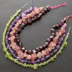 天然石まとめ売り　4点セット　ペリドット　ガーネット　アメジスト　*2627