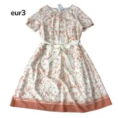 未使用☆eur3 半袖ワンピース　総柄　ライトピンク　腰紐　13のサムネイル