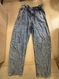 デニムブルー ウエストゴム ロングパンツ L