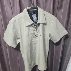 boonpal ベージュ レースアップ ポロシャツ M