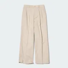 ユニクロ リネンブレンドタックワイドパンツ（丈長め74cm）