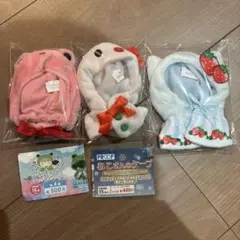 ねこさんたちのケープ　スウィートフルーツ いちごねこ　雪だるま　かえる