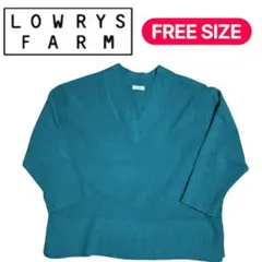 LOWRYS FARM Vネック セーター （グリーン/フリーサイズ）