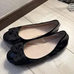 リボン付きブラックバレエシューズ　USA 3 3/1Mサイズ　17.5cm