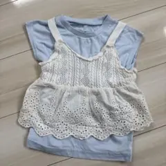 水色 Tシャツ レース付き 100cm