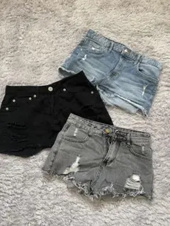 ショートパンツ 3点セット s ダメージジーンズ セット売り かわいい