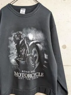 JERZEES プリントスウェット　M 黒　バイク　バイカー