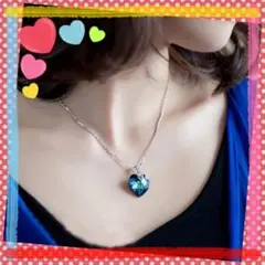 1q◌スワロフスキーネックレス❤︎サファイアブルーローズゴールド碧洋のハート
