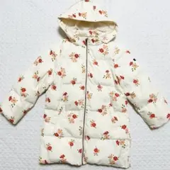 ブランシェス 中綿 ダウンロングアウター 花柄 130 ジャケット 白系