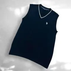 ポロU.S. POLO ASSN. Vネックスクールベスト 重ね着　紺ベス（C2