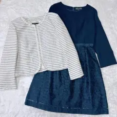 美品 大きいサイズ 13号 LL オケージョン ノーカラー ツイード 入園入学