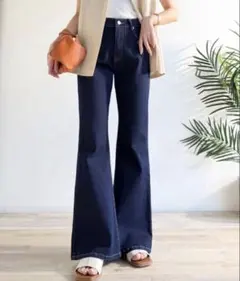 憧れ美脚のマストアイテム！フレアストレッチデニムパンツのサムネイル