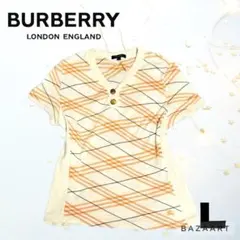 BURBERRY 半袖チュニック Tシャツ ノバチェック オレンジ アイボリーL