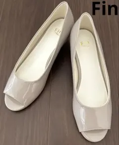 【Fin】フィン　オープントゥウエッジパンプス　低反発スポンジ入り　グレー