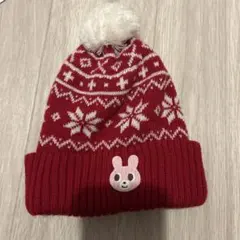 HOT BISCUITS 赤いニット帽 ウサギ刺繍