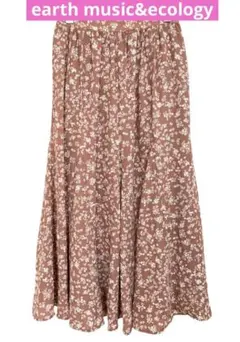 earth music&ecology 花柄ロングフレアスカート ピンク