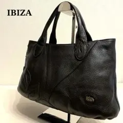 【美品】IBIZA ハンドバッグ レザー ブラック リーフモチーフ 花柄のサムネイル