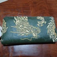 龍刺繍 ラウンドファスナー長財布 グリーンのサムネイル