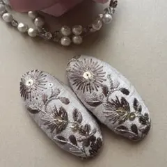 45 お得なペアセット♬ ハンドメイド　⌘インド刺繍リボン　ヘアピン