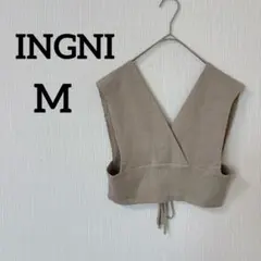 美品✨INGNI【M】ベージュ Vネック ビスチェ コットン100% ベスト