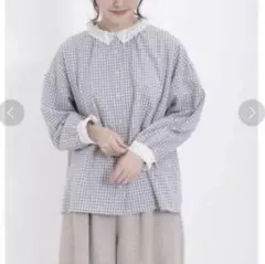 美品　Samansa Mos2 ちびレース前開きブラウス　チェック