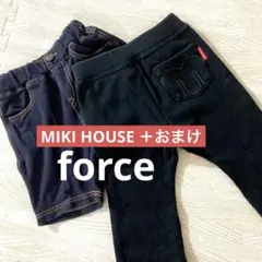 ベビー服　ミキハウス　80㎝　パンツ　ショートパンツ　黒　デニム風　ロゴ　まとめ