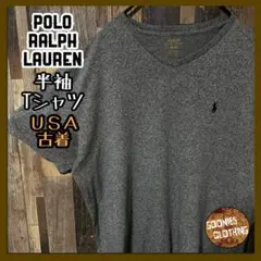 ワンポイント ラルフローレン M グレー メンズ USA古着 半袖 Tシャツ