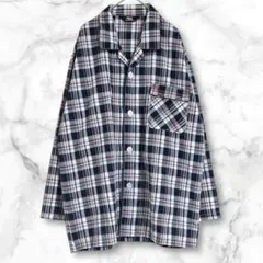 POLO ポロ　チェック柄　長袖パジャマシャツ　M ネイビー系　総柄　コットン混
