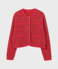 グレースコンチネンタル　Diagram　ツイードニットカーディガン　赤