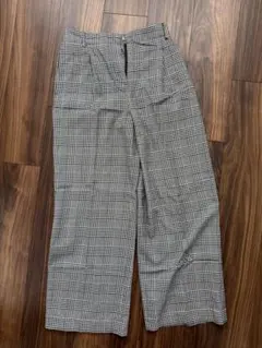 チェック柄 ワイドパンツ