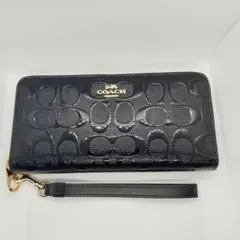 COACH コーチ 長財布 ラウンドファスナー キルティング 黒 F53637