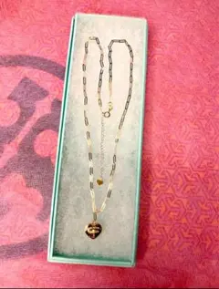 K18 ハート型ペンダントトップ　クリップ チェーンネックレス　ビンテージ