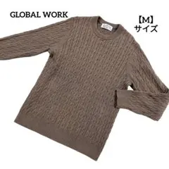 A1870 【美品】 GLOBAL WORK ケーブルニット カシミヤ 茶 M