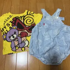 ヒスミニTシャツ&デニムオーバーオールセット